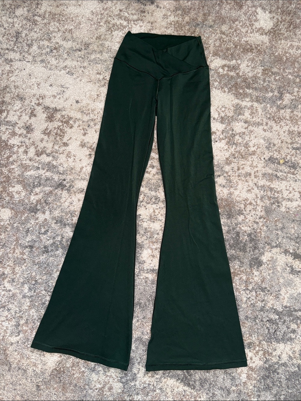 High-Rise Black Flared Leggings with V-Waistband